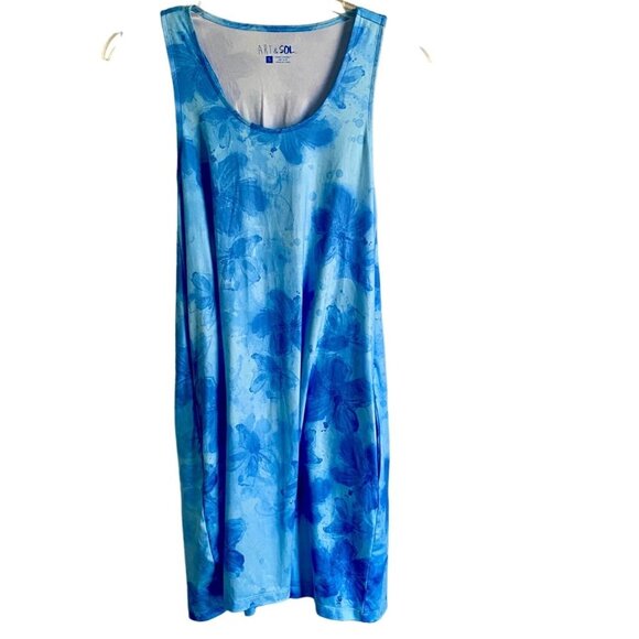 Art & Sol Watercolor Floral Sleeveless Dress Pockets Racerback Cutout Small NEW - Picture 1 of 11